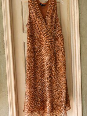 NWT Jones New York Woman 100% Silk Animal Print Dress Size 18W MSRP $184